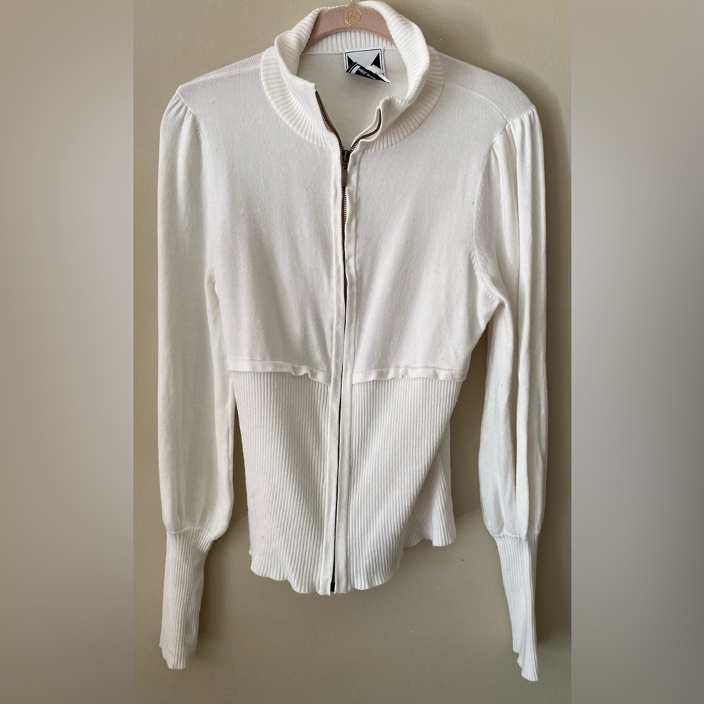 Marc Bouwer Elegant White Knit Cardigan M